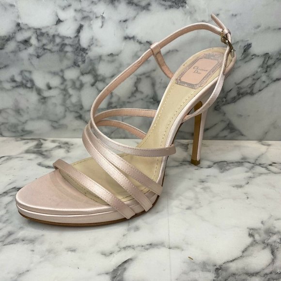 DIOR Vintage Satin Strappy Sandal Stiletto Heels - Picture 1 of 11